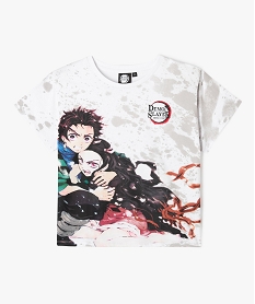 GEMO Tee-shirt à manches courtes avec motif manga fille - Demon Slayer Gris
