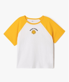 GEMO Tee-shirt manches courtes contrastantes coupe large fille Jaune