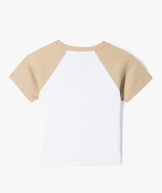 tee-shirt manches courtes en maille cotelee coupe courte fille - camps united beige tee-shirtsE847101_1