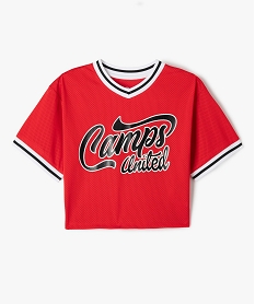 tee-shirt a manches courtes en maille ajouree fille - camps united rouge tee-shirtsE847201_1