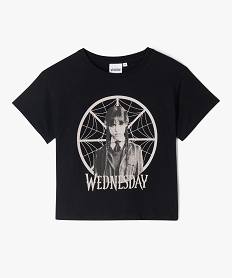 tee-shirt manches courtes ample imprime fille - wednesday noir tee-shirtsE847301_1