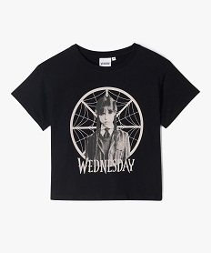 GEMO Tee-shirt manches courtes ample imprimé fille - Wednesday noir standard