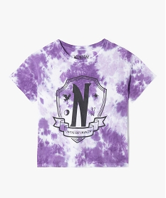 GEMO Tee-shirt manches courtes ample tie-and-dye fille - Wednesday Violet