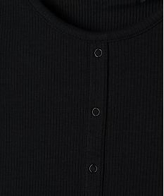 tee-shirt manches courtes a cotes et faux boutons fille noir tee-shirtsE847601_2