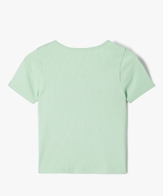 GEMO Tee-shirt manches courtes à côtes et faux boutons fille Vert