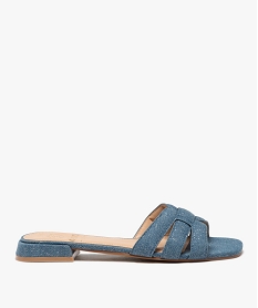 GEMO Mules femme à talon plat unies et à paillettes style denim Bleu