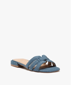 mules femme a talon plat unies et a paillettes style denim bleuE850101_2