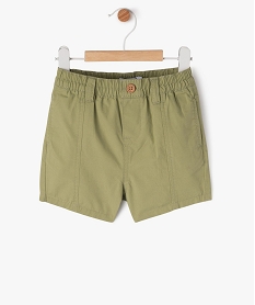 GEMO Short en toile de coton avec ceinture élastique bébé garçon vert standard