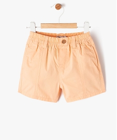GEMO Short en toile de coton avec ceinture élastique bébé garçon orange standard