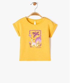 GEMO Tee-shirt à manches courtes avec motif jungle et paillettes bébé fille Jaune