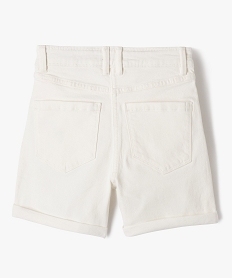 short en jean taille haute coupe droite fille blanc standard shortsE852501_3