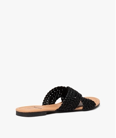 mules femme plates a brides unies tressees et croisees noir sandales plates et nu-piedsE853501_4