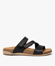GEMO Mules confort unies à brides scratch femme noir standard