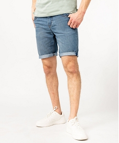 GEMO Bermuda en jean homme fin et souple Bleu
