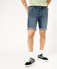 bermuda en jean stretch et delave coupe droite homme gris shorts en jeanE854801_1