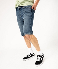 bermuda en jean stretch et delave coupe droite homme gris shorts en jeanE854801_2