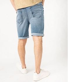 bermuda en jean stretch et delave coupe droite homme gris shorts en jeanE854901_3