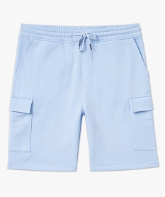 bermuda en maille molletonnee coupe cargo homme bleu short en molletonE855501_4