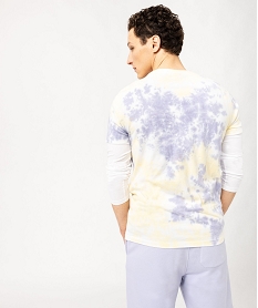tee-shirt manches courtes tie-and-dye a motifs homme - smiley world violetE855601_3