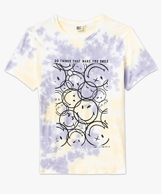 tee-shirt manches courtes tie-and-dye a motifs homme - smiley world violet tee-shirtsE855601_4