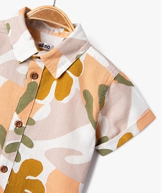 chemise a manches courtes en coton et lin bebe garcon beige chemisesE855701_2