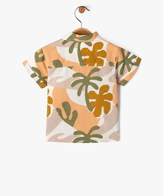 chemise a manches courtes en coton et lin bebe garcon beige chemisesE855701_4
