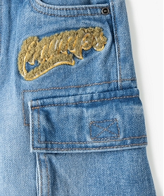 bermuda en jean a poches cargo et motif garcon - camps united grisE856701_3