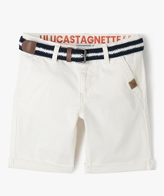 bermuda chino avec ceinture tressee garcon - lulucastagnette blancE856801_1