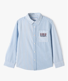 chemise manches longues a rayures et imprime garcon - lulucastagnette bleuE857301_1