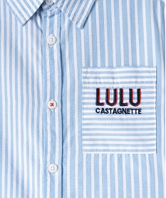 chemise manches longues a rayures et imprime garcon - lulucastagnette bleuE857301_4