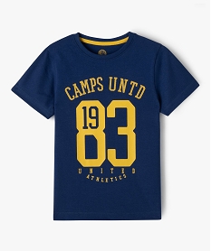 GEMO Tee-shirt manches courtes en coton imprimé garçon - Camps United Bleu