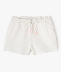 GEMO Short en maille avec taille élastique fille Blanc