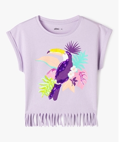 tee-shirt a manches courtes avec motif sequins et franges fille violet tee-shirtsE860201_1