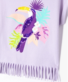 tee-shirt a manches courtes avec motif sequins et franges fille violet tee-shirtsE860201_2