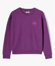 sweat molletonne avec  broderie poitrine fille violet sweatsE862301_1