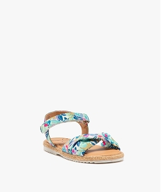 sandales fille a bride drapee en tissu et scratch a motifs bleu sandales et nu-piedsE862401_2
