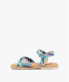 sandales fille a bride drapee en tissu et scratch a motifs bleu sandales et nu-piedsE862401_3