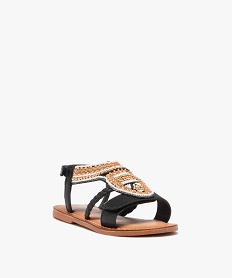 sandales fille en cuir dessus en perles et a scratch noir vifE862601_2