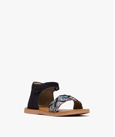 sandales fille en cuir avec bride scratch et talon ferme noir sandales et nu-piedsE862801_2
