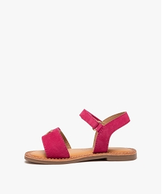sandales fille en cuir suede et a scratch avec detail brillant rose vifE862901_3
