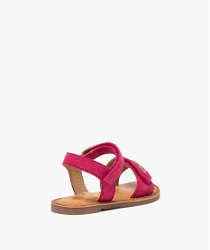 sandales fille en cuir suede et a scratch avec detail brillant rose vifE862901_4