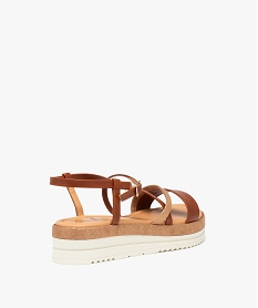 sandales fille unies a semelle compensee avec details pailletes brunE863501_4
