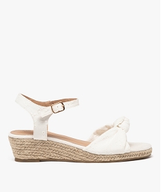 GEMO Sandales fille compensées à brides broderie anglaise blanc standard