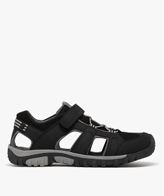 GEMO Sandales homme sport forme basket ajourée en mesh et à scratch noir vif