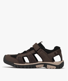 sandales homme sport forme basket ajouree en mesh et a scratch marron chineE864201_3