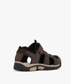 sandales homme sport forme basket ajouree en mesh et a scratch marron chineE864201_4