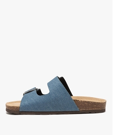 mules femme a double bride a boucles unies bleu standard sandales plates et nu-piedsE864401_3