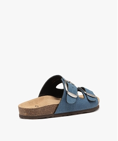 mules femme a double bride a boucles unies bleu standard sandales plates et nu-piedsE864401_4