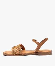 sandales femme a talon plat avec bride tissee a lisere strass orange sandales plates et nu-piedsE864601_3