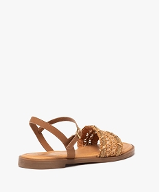 sandales femme a talon plat avec bride tissee a lisere strass orange sandales plates et nu-piedsE864601_4